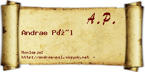 Andrae Pál névjegykártya